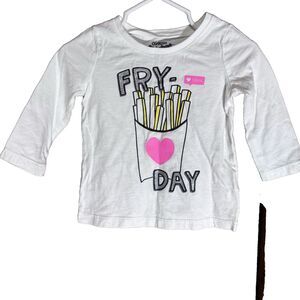 Oshkosh Originals White Long Sleeve Fri Day T-Shirt Baby Size 9 Months Cotton